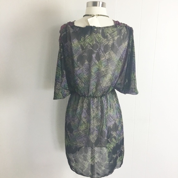 Bisou Bisou Bathing Suit/Beach Coverup Size Large L Black, Purple, Green - Picture 4 of 4